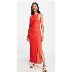 ASOS Red Midi Halter Dress